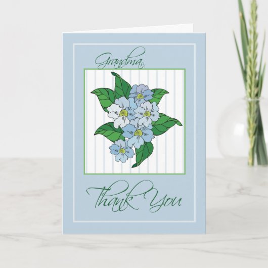 Merci grand-mère avec fleurs bleues illustration (Devant)