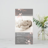 Merci gris corail Cartes photos Baby shower (Debout devant)