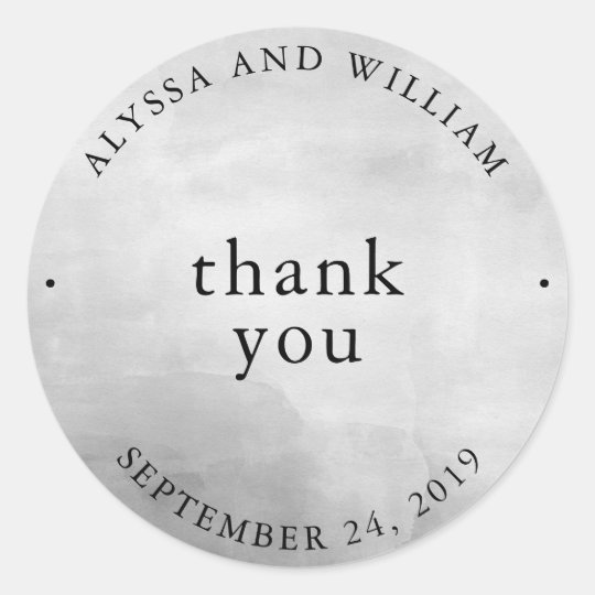Merci gris moderne de mariage d'aquarelle sticker rond