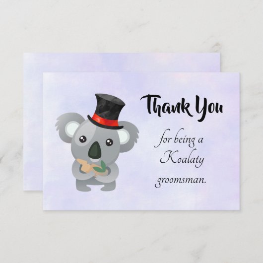 Merci Groomsman avec Koala Pun (Devant / Derrière)