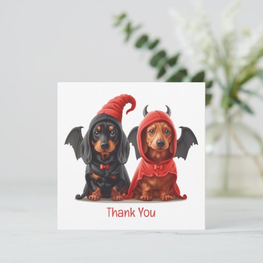 Merci Halloween Dachshund Chiens Devil Bat (Debout devant)