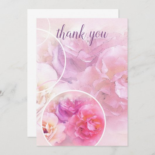 Merci Hand Script Elegant Roses d'aquarelle (Devant / Derrière)