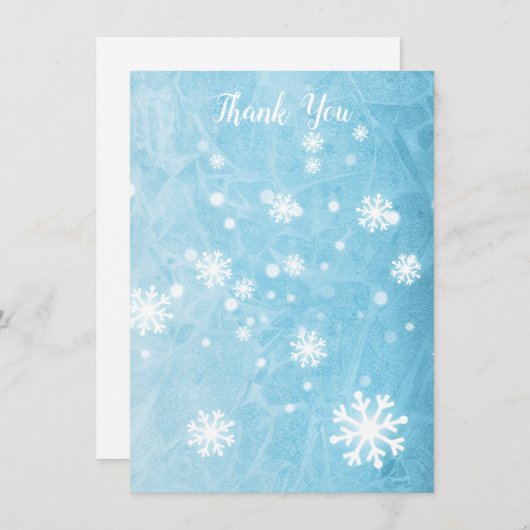 Merci Hiver Snowflake Serif Texte Carte Plat (Devant / Derrière)