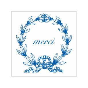 "merci" in Laurel Wreath zelfinkingstempel Zelfinktende Stempel