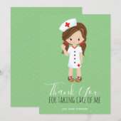 Merci Infirmière aux Cheveux Bruns Script Vert Men (Devant / Derrière)