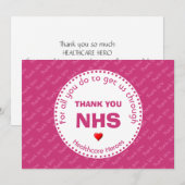Merci Infirmières NHS Héros de la santé PINK (Devant / Derrière)