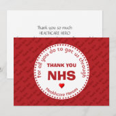 Merci Infirmières NHS Héros de la santé ROUGE (Devant / Derrière)