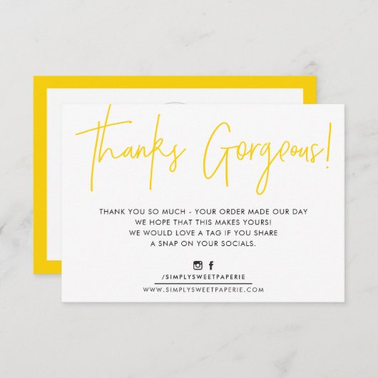 MERCI INSERT moderne mignon biro affaires jaune (Devant / Derrière)