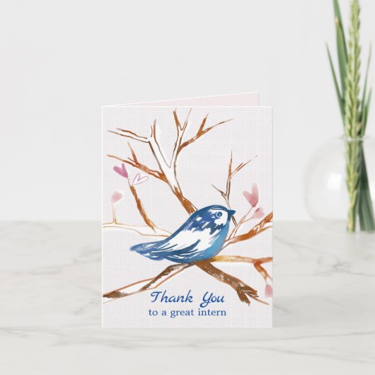 Merci Interné Bluebird dans un arbre Coeur Feuille (Devant)