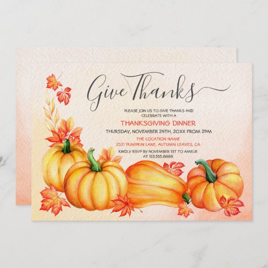 Merci| Invitation pour le dîner de Thanksgiving (Devant / Derrière)