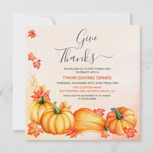 Merci| Invitation pour le dîner de Thanksgiving (Devant)