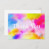 MERCI jaune rose bleu d'aquarelle moderne (Devant / Derrière)