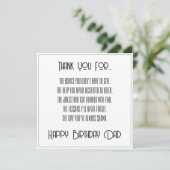 Merci... Joyeux Anniversaire Papa Carte à Script S (Debout devant)