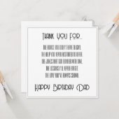 Merci... Joyeux Anniversaire Papa Carte à Script S (Devant/Arrière en situation)