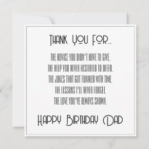 Merci... Joyeux Anniversaire Papa Carte à Script S