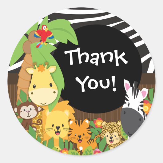 Merci Jungle Safari Bébé Animaux Sticker (Devant)