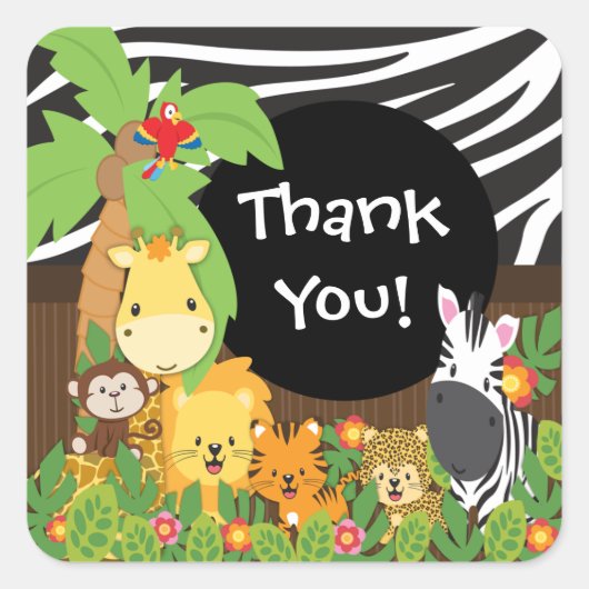 Merci Jungle Safari Bébé Animaux Sticker (Devant)