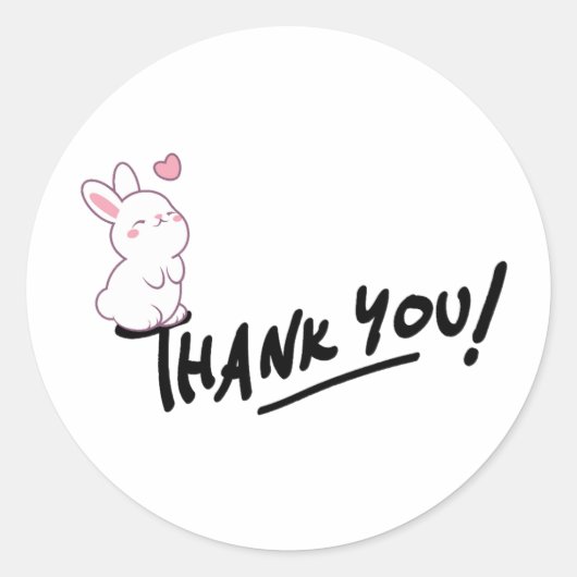 Merci Kawaii Bunny Sticker, Étiquette cadeau (Devant)