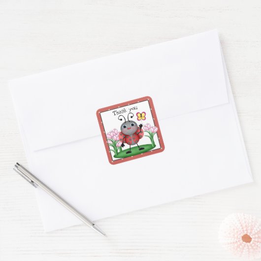 Merci ladybug amusant autocollant de dessin animé (Enveloppe)