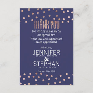 Merci léger de bleu marine de pois rose d'or