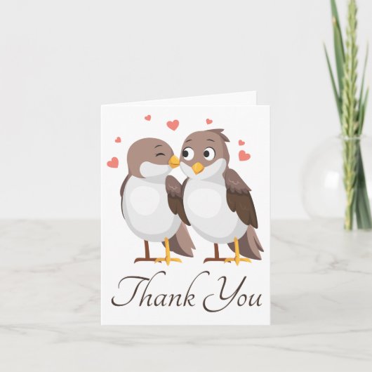 Merci les inséparables Mariage Oiseaux Marron et B (Devant)