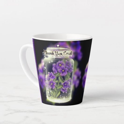 Merci Lord (Pansies violettes) Latte Mug (Angle gauche)