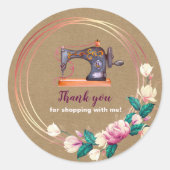 Merci Machine à coudre autocollant kraft floral (Devant)