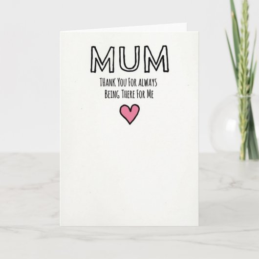 Merci Maman Carte d'Amour Simple (Devant)