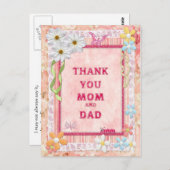 Merci maman et papa, carte d'artisanat des fleurs (Devant / Derrière)