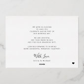 Merci mariage 3 photo élégante feuille or carte (Verso)