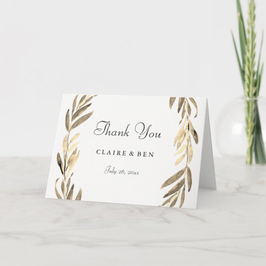 Merci Mariage à feuille d'or moderne (Devant)