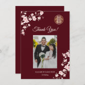 Merci Mariage à fleurs de cerisier rose poussiéreu (Devant / Derrière)