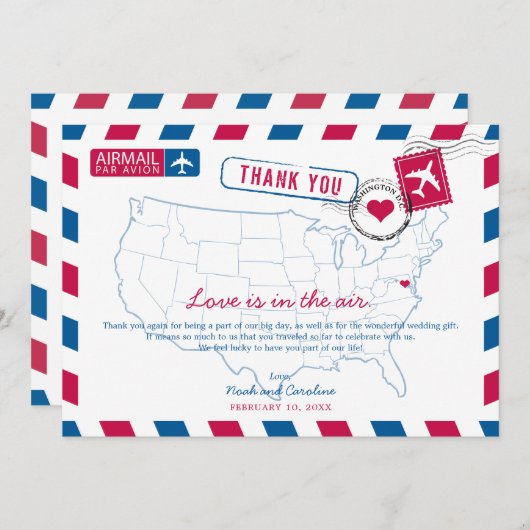 Merci Mariage Airmail de Washington DC (Devant / Derrière)