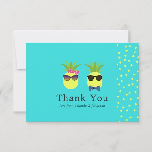 Merci Mariage aux ananas Turquoise et Lemon (Devant)