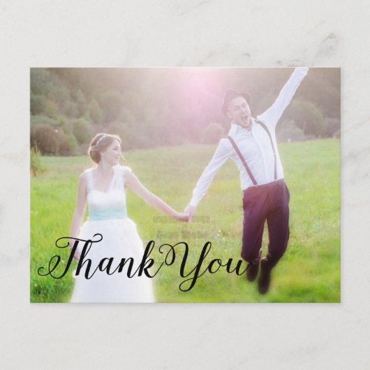 MERCI Mariage Black Typographie Carte postale (Devant)