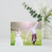 MERCI Mariage blanc typographie carte postale (Debout devant)