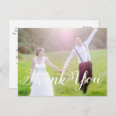 MERCI Mariage blanc typographie carte postale (Devant / Derrière)