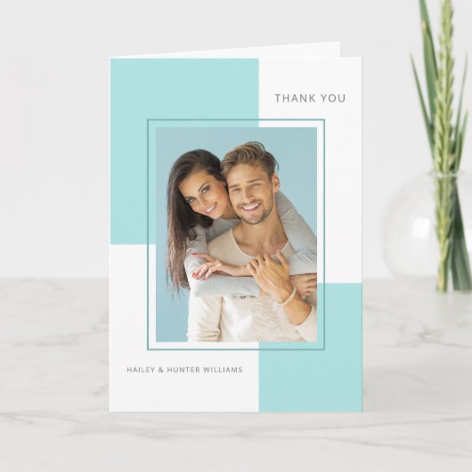 Merci Mariage bleu clair avec photo (Devant)