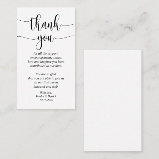 Merci mariage, Carte de boîtier de script moderne (Devant / Derrière)