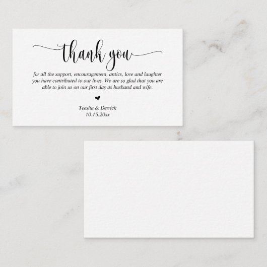 Merci mariage, Carte de boîtier de script moderne (Devant / Derrière)