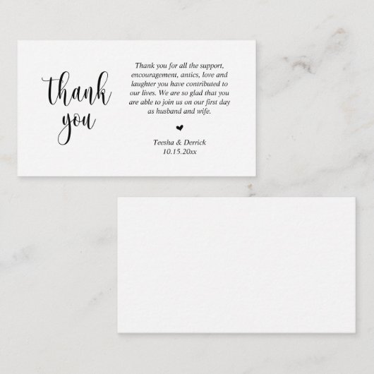 Merci mariage, Carte de boîtier de script moderne (Devant / Derrière)