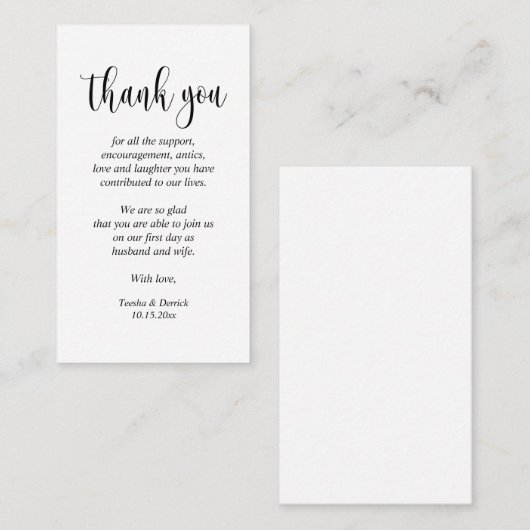 Merci mariage, Carte de boîtier de script moderne (Devant / Derrière)