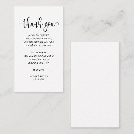 Merci mariage, Carte de boîtier de script moderne (Devant / Derrière)