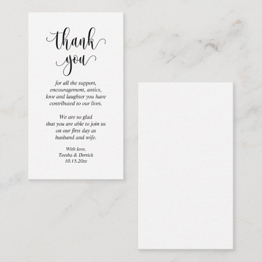 Merci mariage, Carte de boîtier de script moderne (Devant / Derrière)