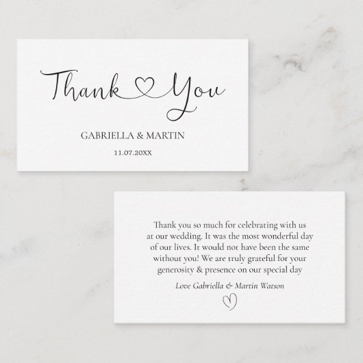 Merci mariage - Carte minimale (Devant / Derrière)