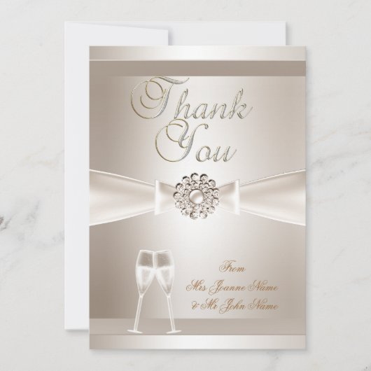 Merci Mariage Damask Crème Champagne blanc (Devant)