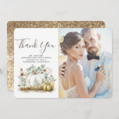 Merci Mariage de automne Citrouille en or et blanc (Devant / Derrière)