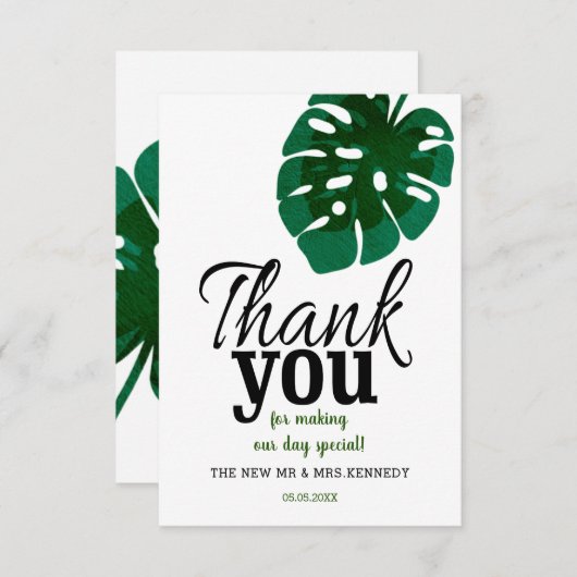 Merci Mariage de feuille de monstère tropicale (Devant / Derrière)