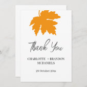 Merci Mariage de feuille d'érable jaune d'automne (Devant / Derrière)