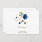 Merci Mariage de luxe Blue Gold Floral (Devant / Derrière)